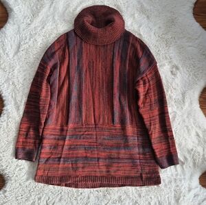 Soft Surroundings Knit Sweater Multi Color Turtleneck LS Womens M Cotton